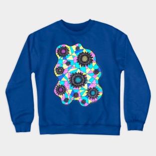 Neon Geometric Flowers Crewneck Sweatshirt